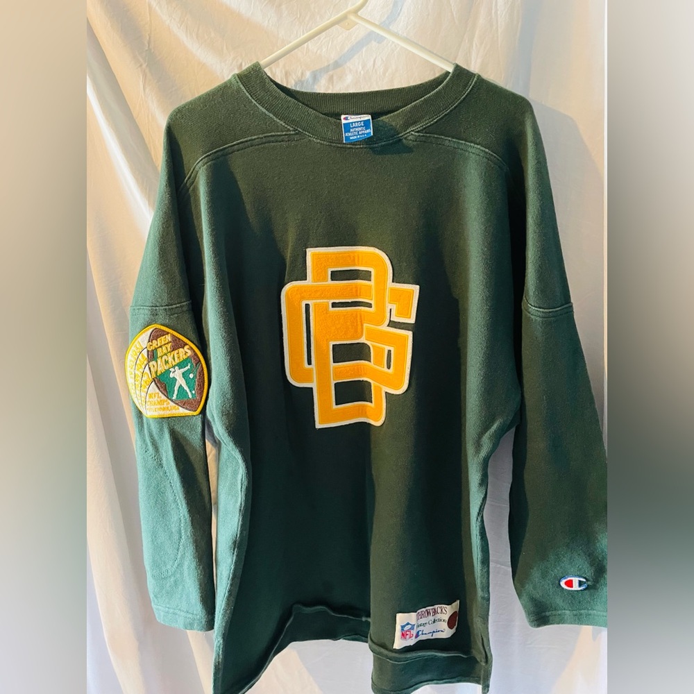 Champion Green and Gold Crewneck Sweater